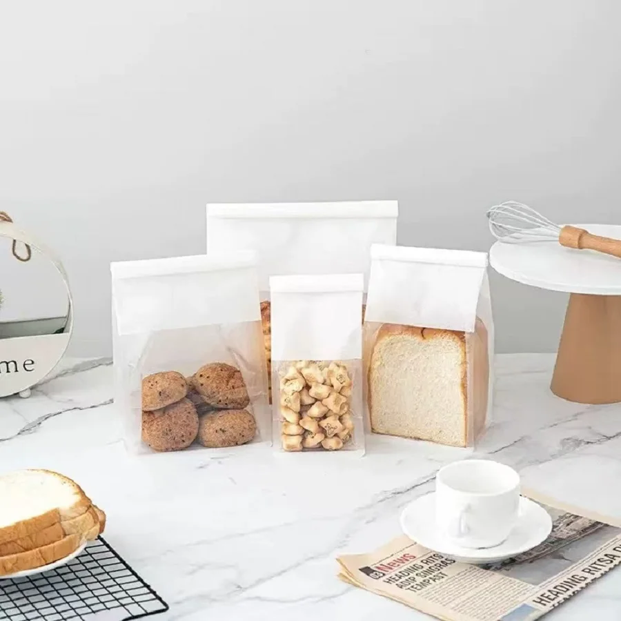 10 Pack Kraft Paper Bread Bags with Transparent Window – Oil-Resistant Toast, Cookie, and Breakfast Packaging Pouches for Party Food and Homemade Baked Goods - 图片 7