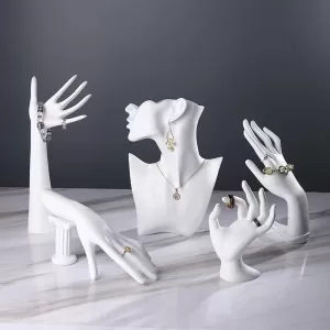 Elegant Hand Shaped Jewelry Display Stand – Velvet & Resin Bracelet Anklet Watch Holder | Fashion Art Mannequin for Photography, Sketch, Shop Showcase & Jewelry Organization Props