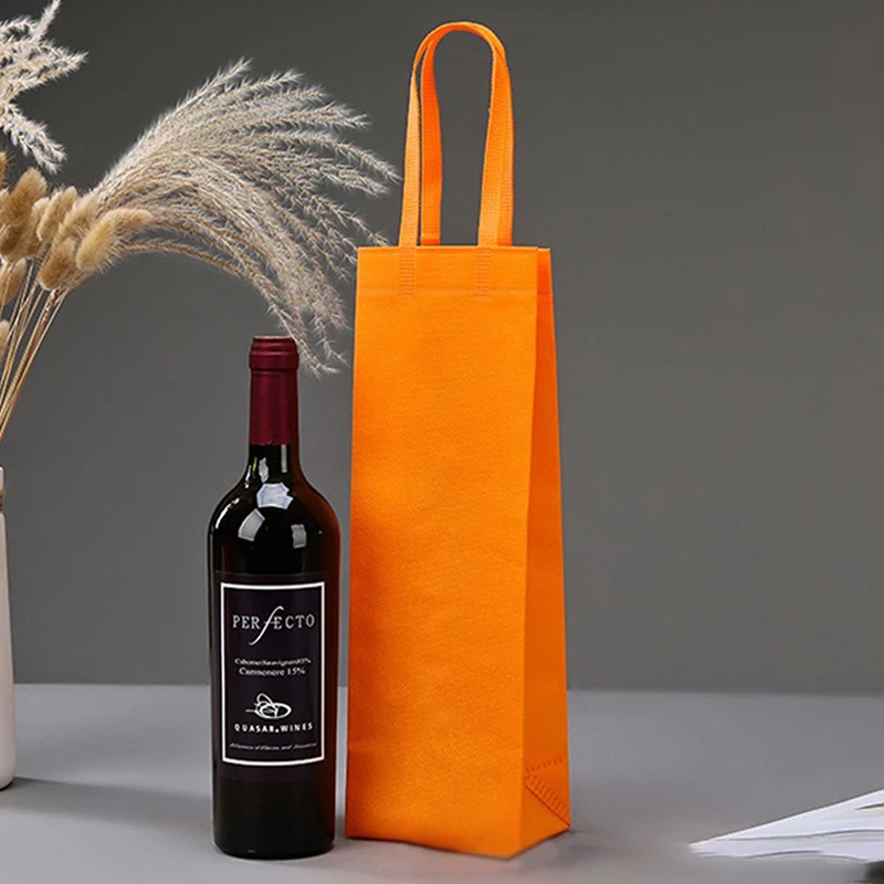 Durable Non-Woven Wine Gift Bag – Waterproof Single or Double Bottle Champagne & Beer Tote with Top Handle, Foldable Reusable Bottle Carrier for Weddings, Parties, Banquets, Home, Office & Travel - 图片 2