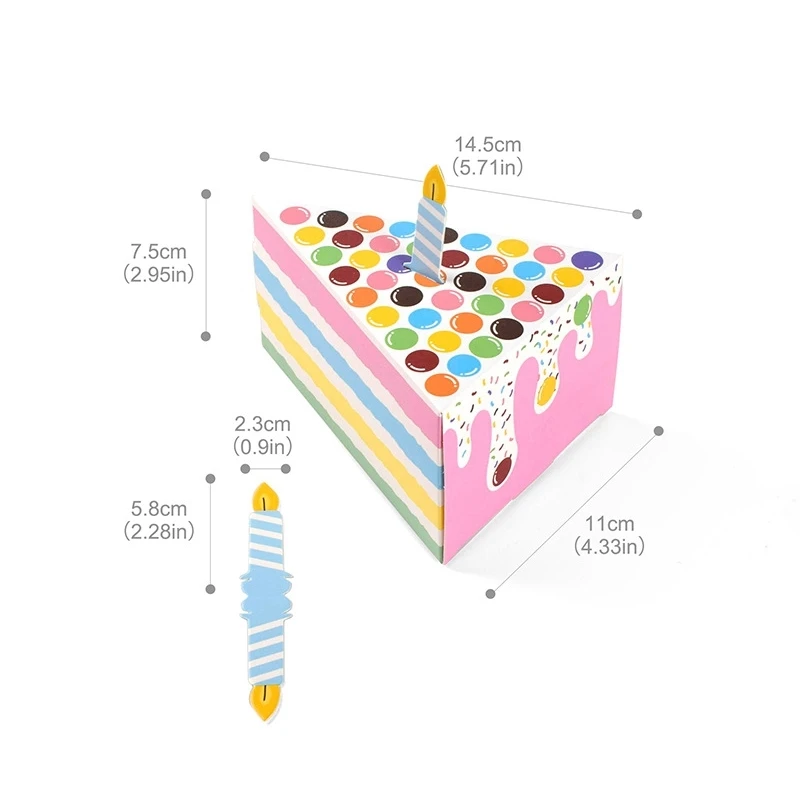4pcs Triangle Candy Boxes in Cake or Candle Shape, Cute Paper Packaging for Cookies, Kids Gifts, Birthday, Wedding, Party Favors and Decorations, Durable Reusable Paper Boxes, Factory Direct Supply - 图片 2