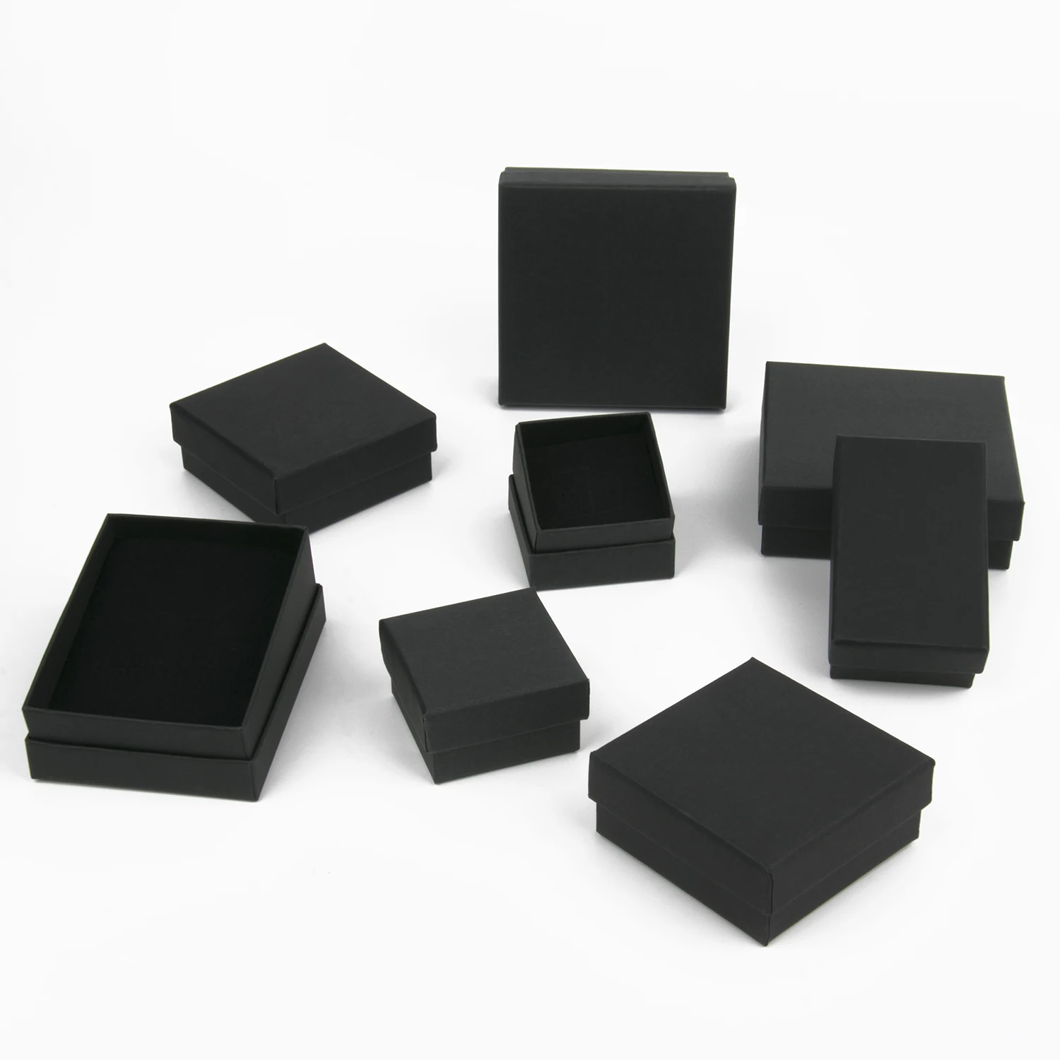 1PCS Black Square Jewelry Display Gift Box Organizer for Ring, Earring, Necklace, Bracelet, or Brooch – Elegant Velvet Paper Jewelry Packaging Box for Engagement, Wedding, Proposal, and Wholesale Display Use