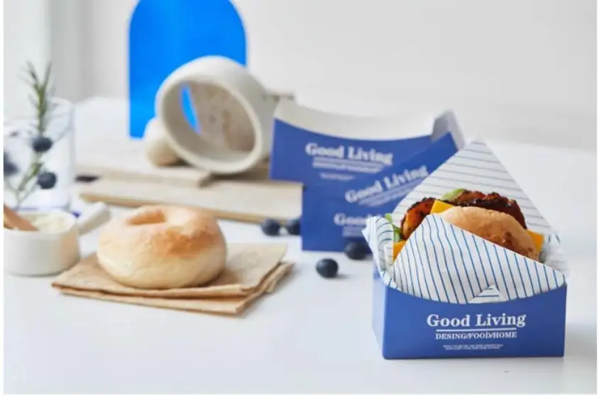 50pcs Sandwich Packaging Boxes, Hamburger, Toast & Bread Paper Trays, Disposable Food Wrapping Bags for Takeout, Party, Bakery, Restaurant, Breakfast, Lunch, Catering, Snack Packaging 5
