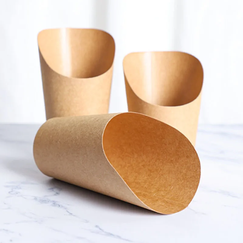 100pcs Kraft Paper French Fry Cups and Snack Buckets, Disposable Fried Chicken Leg Containers, Thickened Food-Grade Snack Egg Cups for Party, Takeout, Catering, and Fast Food - 图片 6