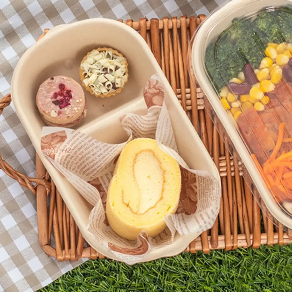 Disposable Degradable Paper Lunch Boxes with Lid 500ml 700ml 850ml 1000ml, Eco-Friendly Pulp Salad Bento Food Containers Oil-Proof Leak-Resistant Takeout Bowls for Hot and Cold Meals, Dessert, Cake, Parties 9