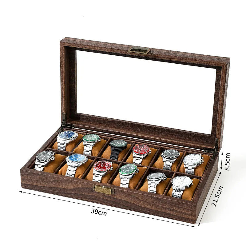 Eco-Friendly PU Leather Watch Box for Men and Women, Dust-Proof 10 Slot Watch Display Organizer with Lock and Glass Lid, Soft Velvet Interior, Multi-Functional Jewelry Storage Case for Rings, Bracelets & Accessories 4