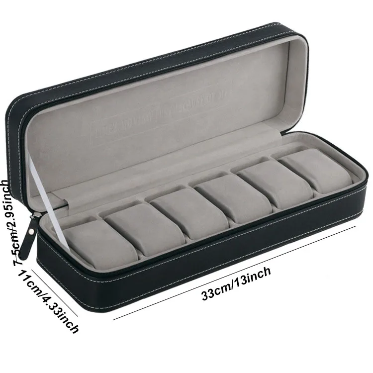 Travel Watch Organizer | Portable Leather Watch Case with Zipper Closure, Lightweight 2/3/4 Slot Organizer for Travel or Home Storage, Protective Black/Brown Watch Box, Ideal Gift for Men & Women, Elegant Wristwatch Display, Travel Watch Holder 8