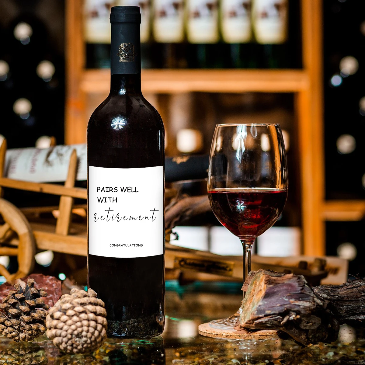 4-Pack Humorous Wine Bottle Stickers – Funny Retirement-Themed Self-Adhesive Labels for Men & Women, Party Gifts, Anniversary Celebrations, and Wine Decor - 图片 3