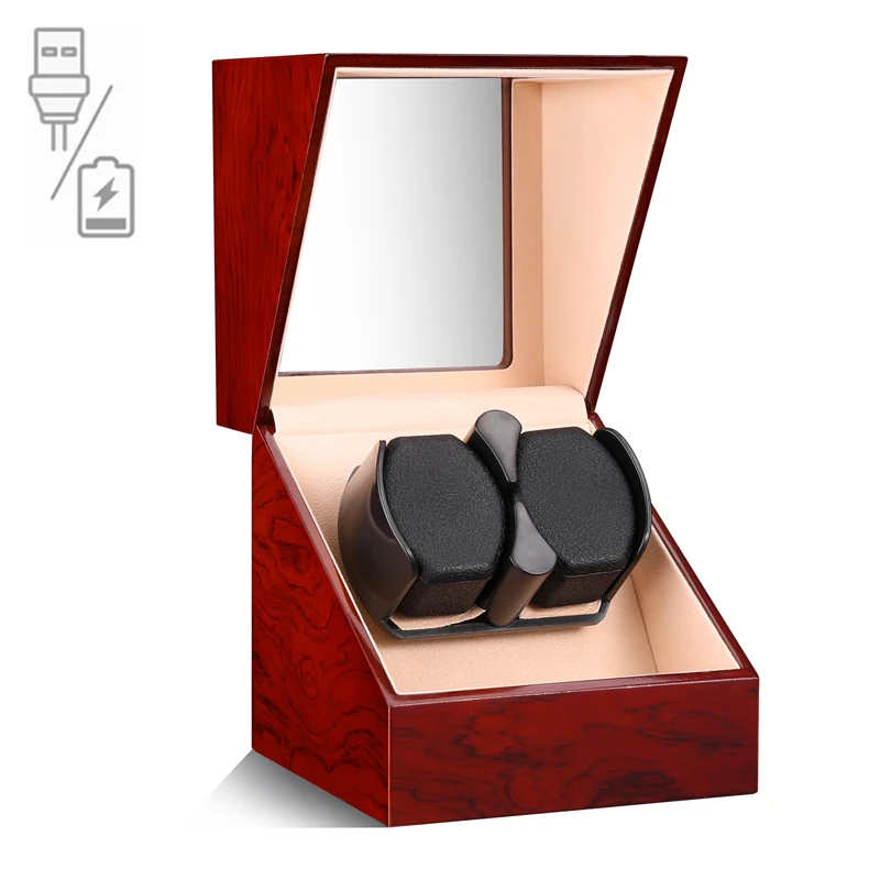 Luxury Wooden Single Automatic Watch Winder with Silent Mabuchi Motor, Glass Display Case, Battery or Adapter Powered Storage Box, Elegant Rotation Shaker for Mechanical Timepieces and Safe Jewelry Holder - 图片 7