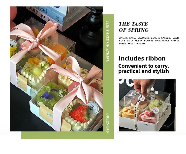 Four by Six by Nine Grid Transparent Cake Box Dessert Pastry Container for Afternoon Tea, Picnic, Party, Takeaway, Western-Style Baked Goods, Mousse, Cupcakes, Cookies, Home and Bakery Packaging 2