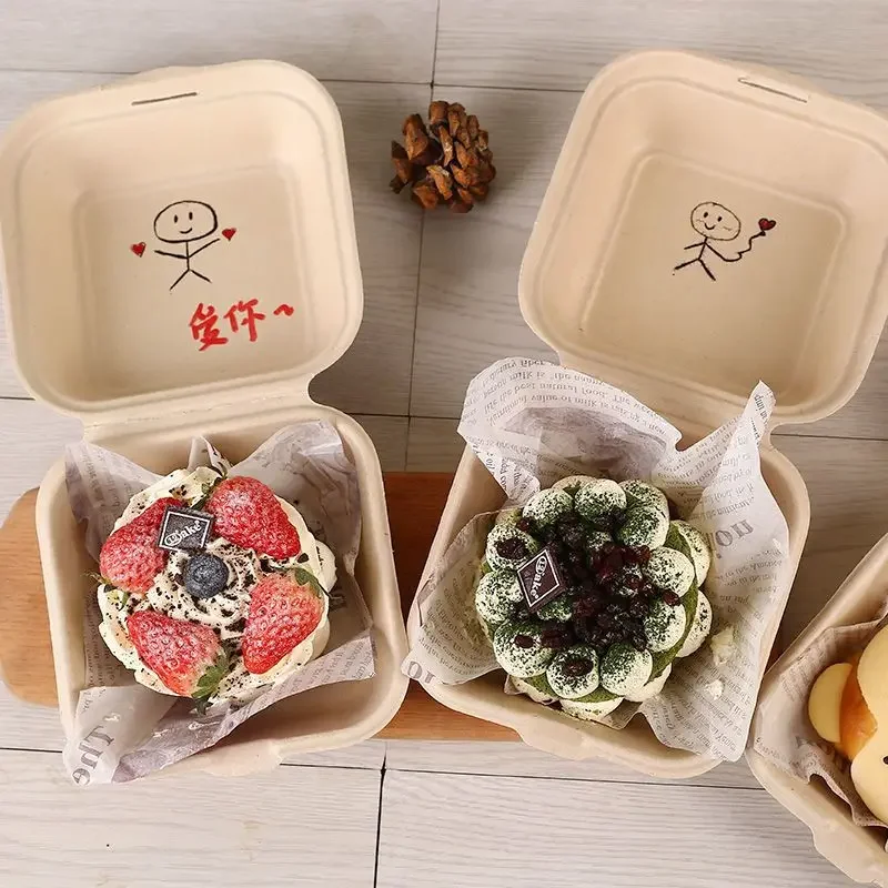 10/20pcs Disposable Bento Food Containers, Biodegradable, Microwave-Safe Lunchboxes for Burgers, Snacks, Desserts, Cakes, Office Meal Prep, Takeout, Eco-Friendly Food Packaging - 图片 3