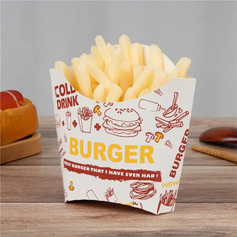 50PCS Disposable Paper French Fry Box Cups for Snacks, Charcuterie, Fruit, Salad and Fries – Eco-Friendly Takeout Packaging Containers for Food Trucks, Parties, Picnics, Catering, and DIY Snack Holders
