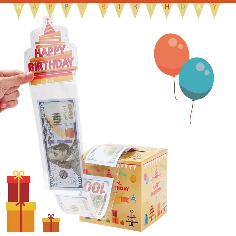Birthday Money Gift Boxes with Pull-Out Happy Birthday Card, Fun Cash Surprise Packaging for Kids and Adults, Creative Party Favor Box for Birthday Celebrations, Durable and Reusable Paper Boxes 32