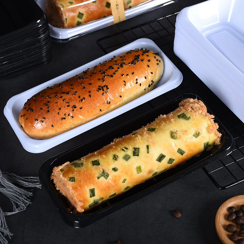 50pcs Plastic Roll Cake Boxes with Clear Lid, Disposable Dessert Containers for Hot Dogs, Sandwiches, Mousse, Bread, Candy, Chocolate – Party, Wedding, and Holiday Storage Holders - 图片 2