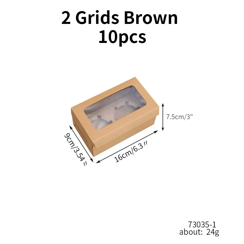 10Pcs Kraft Paper Cupcake Boxes with Clear Window, Cardboard Dessert Packaging Containers for Muffins, Cookies, Candy and Small Cakes – Wedding, Birthday Party Favor Supplies, 4 Size Options Available - 图片 14