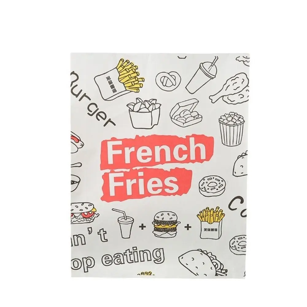 100Pcs Greaseproof Oil-Resistant Paper Bags for Food Packaging, Non-Stick French Fries, Sandwich, Pancake, Burger Wrapping Bags, Oven-Safe Kitchen Tools for Party, Takeout, and Home Use 1