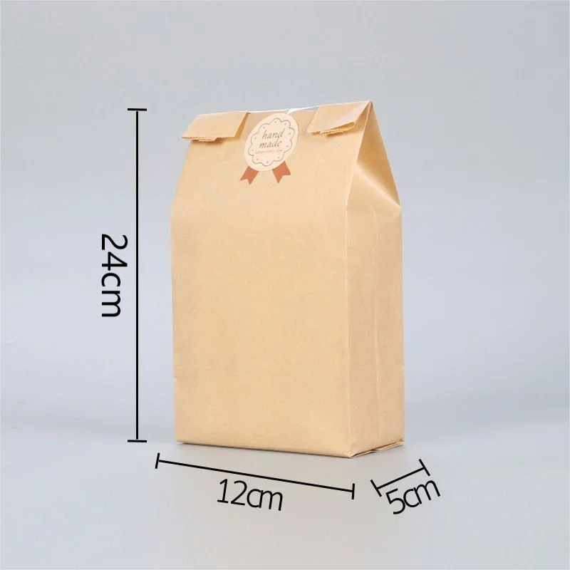 50PCS Kraft Paper Bakery Bags with Clear Window, Toast Sandwich Cookie Biscuit Candy Packaging Pouches, Eco-Friendly Paper Bread Bags for Baking Supplies, Party Favors, Takeout and Handmade Gift Wrapping 6