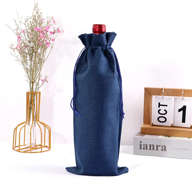 10PCS Burlap Wine Gift Bags Set – Rustic Red Wine Bottle Covers for Champagne or Liquor, Drawstring Pouches for Wedding, Holiday, Party, and Corporate Events, Eco-Friendly Reusable Packaging - 图片 6