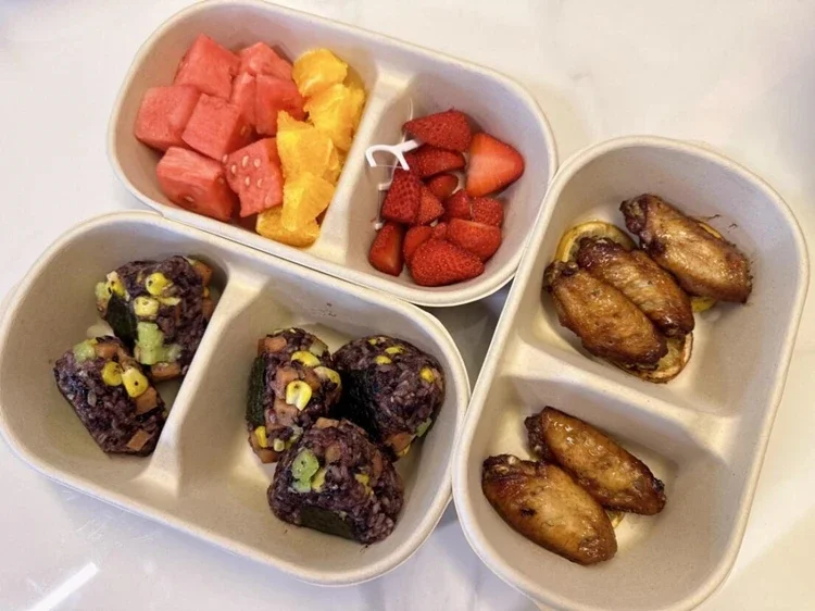 10Pcs Disposable Double Compartment Paper Lunch Boxes, Rectangular Takeout Food Containers, Eco-Friendly Pulp Salad Bento Packing Box, Biodegradable Meal Prep Containers for Picnic, Travel & Restaurant 7