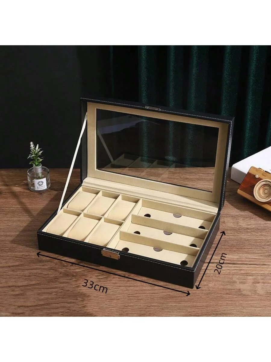 Watch Display Case ⌚ – Stop Tangled Timepieces! Premium PU Leather Organizer with Glass Top for 6/10/12 Luxury Watches - 图片 11