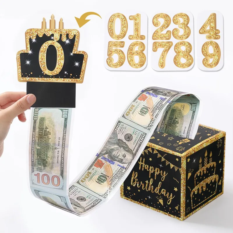 Birthday Money Gift Boxes with Pull-Out Happy Birthday Card, Fun Cash Surprise Packaging for Kids and Adults, Creative Party Favor Box for Birthday Celebrations, Durable and Reusable Paper Boxes 19