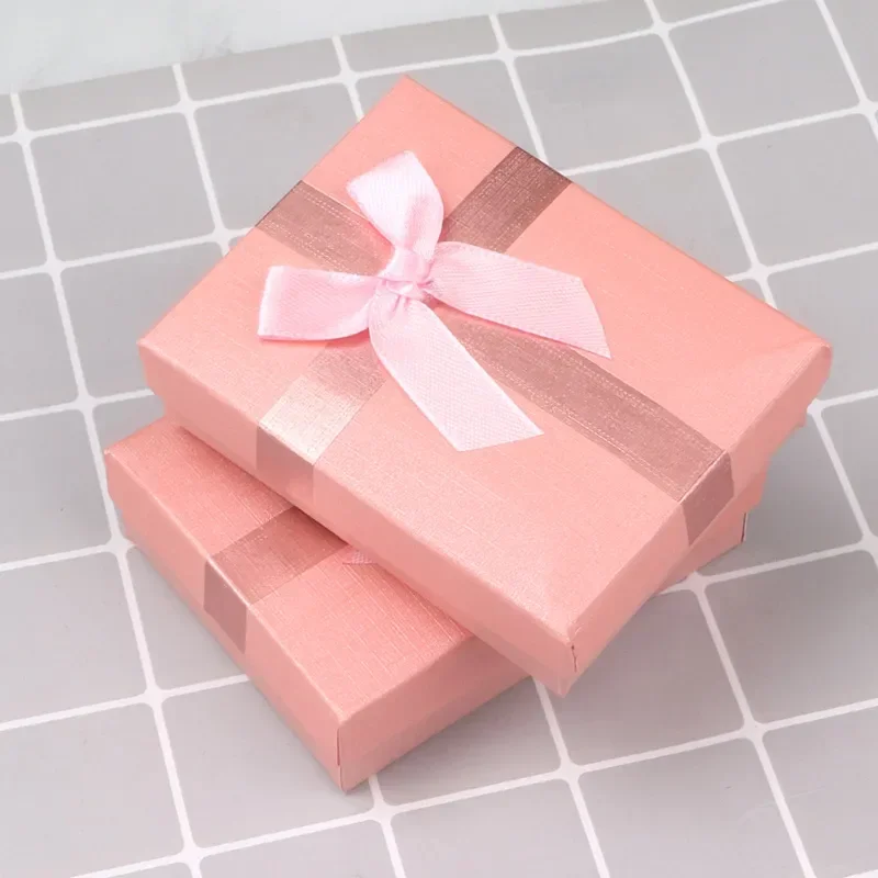 Velvet Metal Necklace Holder and Cardboard Jewelry Gift Box with Butterfly Bow – Sponge Lined Rectangle Packaging for Rings, Bracelets, Earrings and Necklaces – Elegant Jewelry Display and Storage