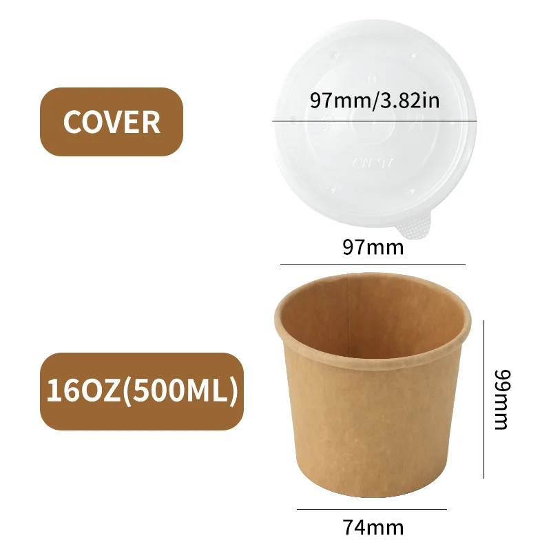 25pcs Kraft Paper Round Bowls Lunch Box Bento Box Food Containers with Lid Disposable Takeaway Soup Salad Noodles Meal Prep Eco-Friendly Food Storage for Picnic Party Travel - 图片 15