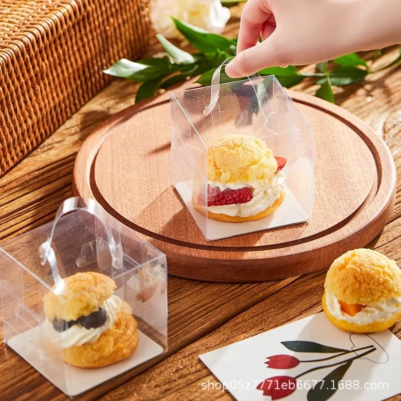 50pcs Transparent Cake Boxes with Handles, Plastic Cupcake and Chocolate Gift Boxes, Mini Sweet Packaging Supplies for Wedding Favors, Desserts, Pastries, Birthday and Event Gifts 6