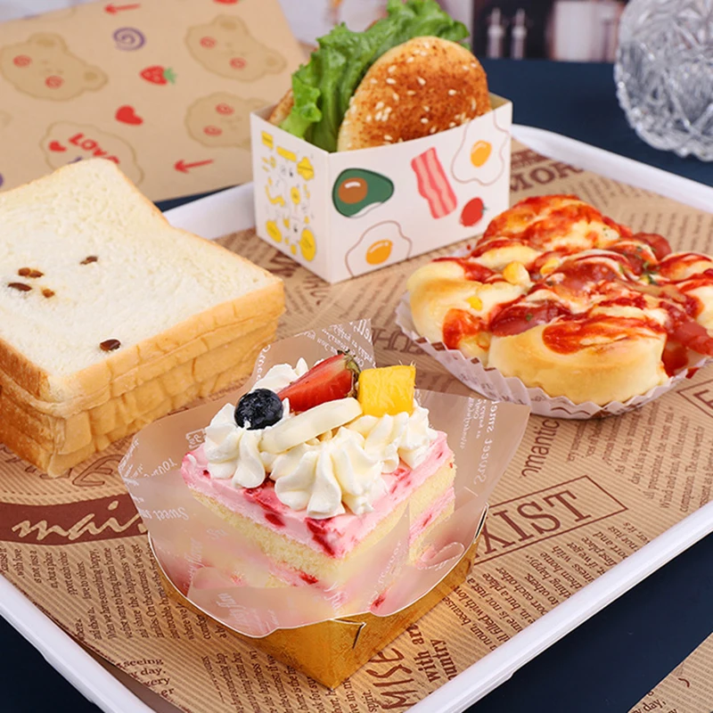 50 Sheets Greaseproof Deli Paper, Non-Stick Sandwich Wrapping Paper, Oil-Proof Baking Parchment Liner for Bread, Burger, Cake, Pizza, Dessert, Food Wrapping and Takeout Packaging 4