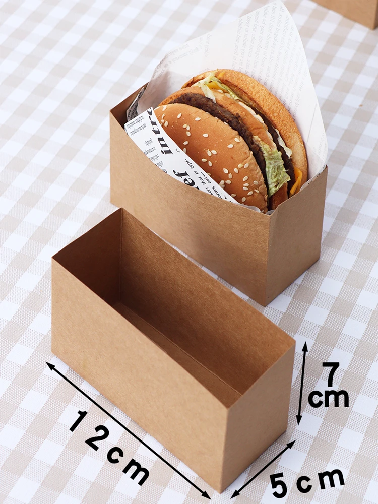 50pcs/100pcs Sandwich and Hamburger Paper Packaging Boxes, Oilproof Burger, Fries, Donut Disposable Paper Bags, Baking Accessories, Fast Food Takeout, Snack Holder, Party Catering, Eco-Friendly 5