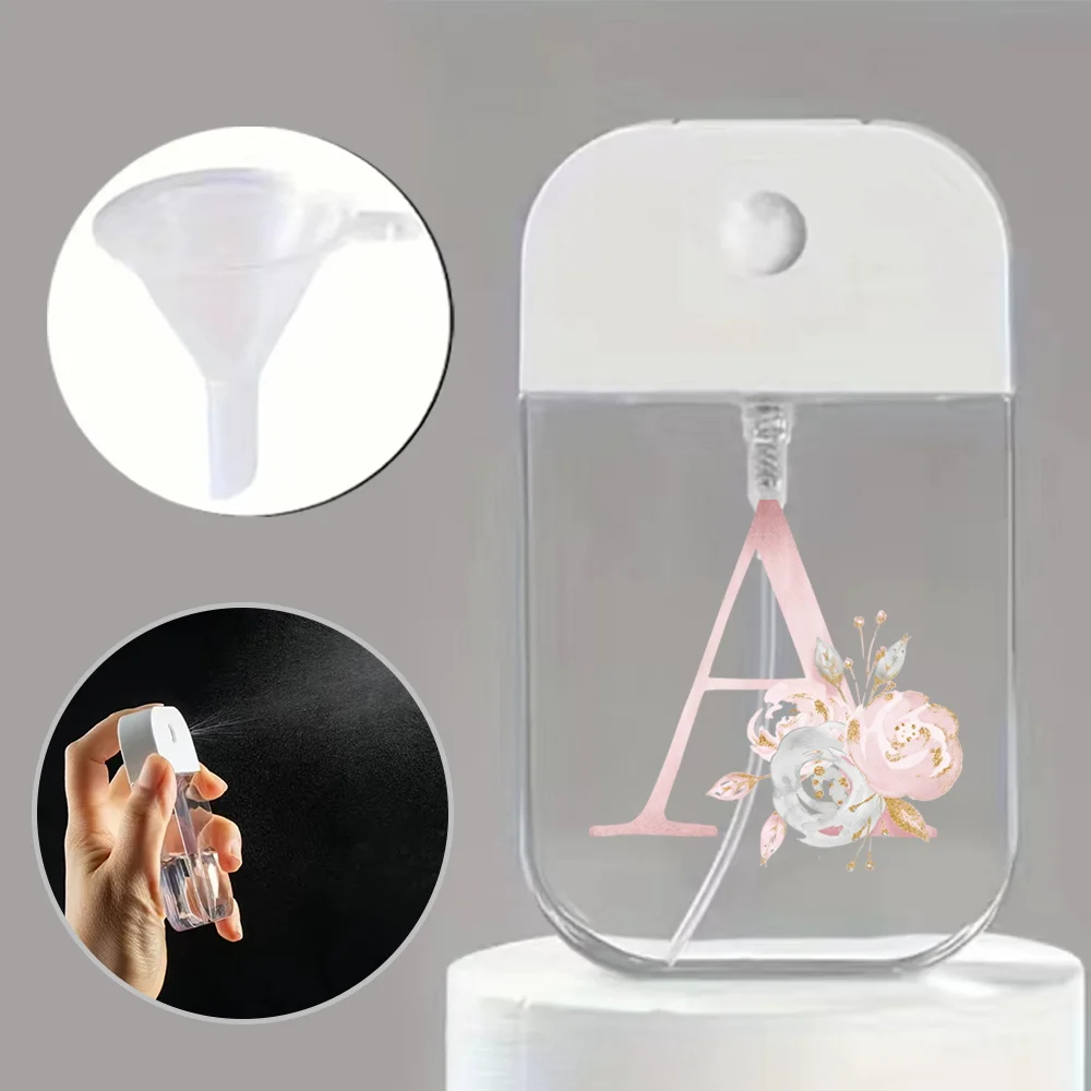 Portable Mini Spray Bottle with Funnel – Refillable Pink Flower and Letter Pattern Container for Perfume, Alcohol, Hand Sanitizer, Liquid Sub-Packaging, Travel-Friendly Cosmetic Sprayer - 图片 24