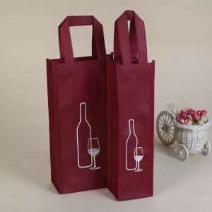 Creative Paper Gift Bags for Red Wine Bottles with String Handle, Reusable Durable Wine Bottle Packaging Bags, Elegant Party, Birthday, Wedding, Holiday Gift Packaging, Black/Red Color