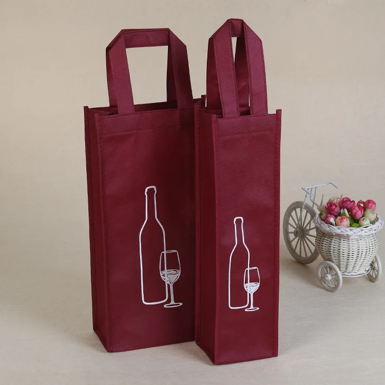 Creative Paper Gift Bags for Red Wine Bottles with String Handle, Reusable Durable Wine Bottle Packaging Bags, Elegant Party, Birthday, Wedding, Holiday Gift Packaging, Black/Red Color
