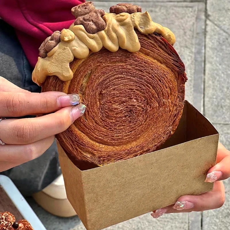 50pcs Kraft Paper Sandwich & Burger Boxes for Toast, Bread, Pastries – Oilproof Paper Trays for Bakery, Party, Takeaway, Gift Packaging, Baby Shower, Birthday, Wedding, Christmas, and Event Decor 3