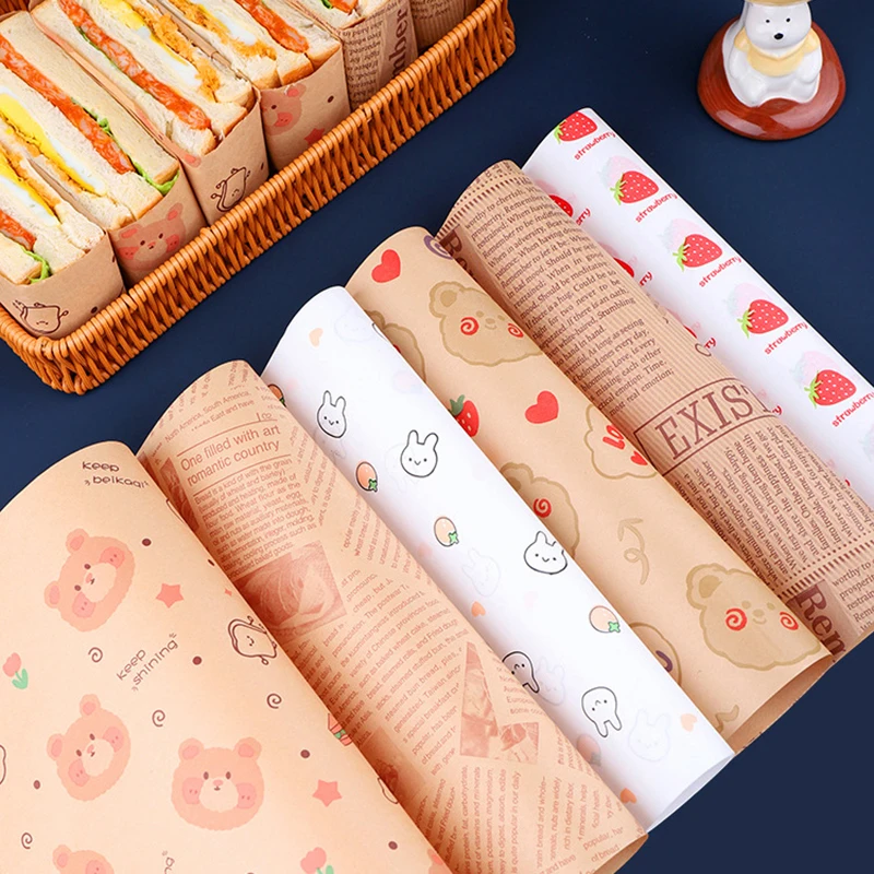 50 Sheets Greaseproof Deli Paper, Non-Stick Sandwich Wrapping Paper, Oil-Proof Baking Parchment Liner for Bread, Burger, Cake, Pizza, Dessert, Food Wrapping and Takeout Packaging 9