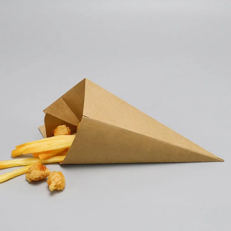 50pcs Disposable Kraft Paper French Fries Boxes, Fast Food Takeout Containers for Chicken, Popcorn, Nuggets, Fries, Snack Serving, Eco-Friendly, Disposable Paper Food Holders for Parties, Catering, Restaurants - 图片 3