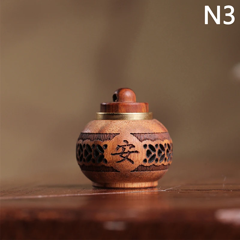 1Pc Natural Wood Lotus Shape Mini Perfume Aroma Diffuser Bottle with Expandable Sandalwood, Portable Wooden Jar, Hanging Pomander Container for Car, Room, DIY Essential Oil, Travel - 图片 11