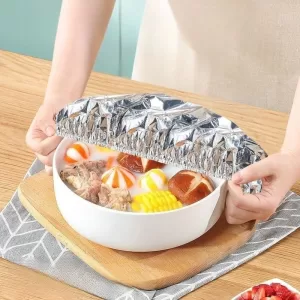 Disposable Aluminum Foil Food Cover – High-Temperature Resistant Circular Tin Foil Wrap for Kitchen, Food Insulation, Freshness Preservation, Mosquito Protection, Household Use