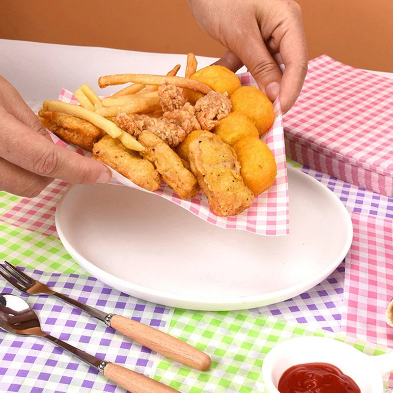 50 Sheets Greaseproof Wax Paper – Multi-Color Oil-Proof Food Wrapping Sheets for Sandwich, Burger, Fries, Bread, Macarons, Pizza, Desserts – Baking & Kitchen Packaging Supplies 50pcs 5