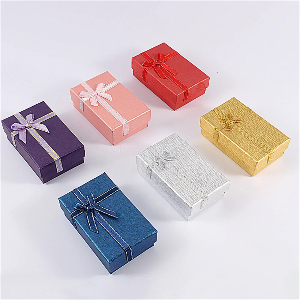 Bowknot Jewelry Packaging Box for Wedding Engagement, Elegant Paper Cardboard Gift Case for Ring Earrings Necklace Bracelet, Small Bow Shape Jewelry Storage Organizer Box for Romantic Gift Wrapping - 图片 5