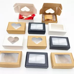 25Pcs Kraft Paper Boxes with Clear Window, Homemade Cookie and Candy Packaging Containers, Birthday Gift Boxes, DIY Dessert and Party Favor Packaging, Sturdy and Elegant
