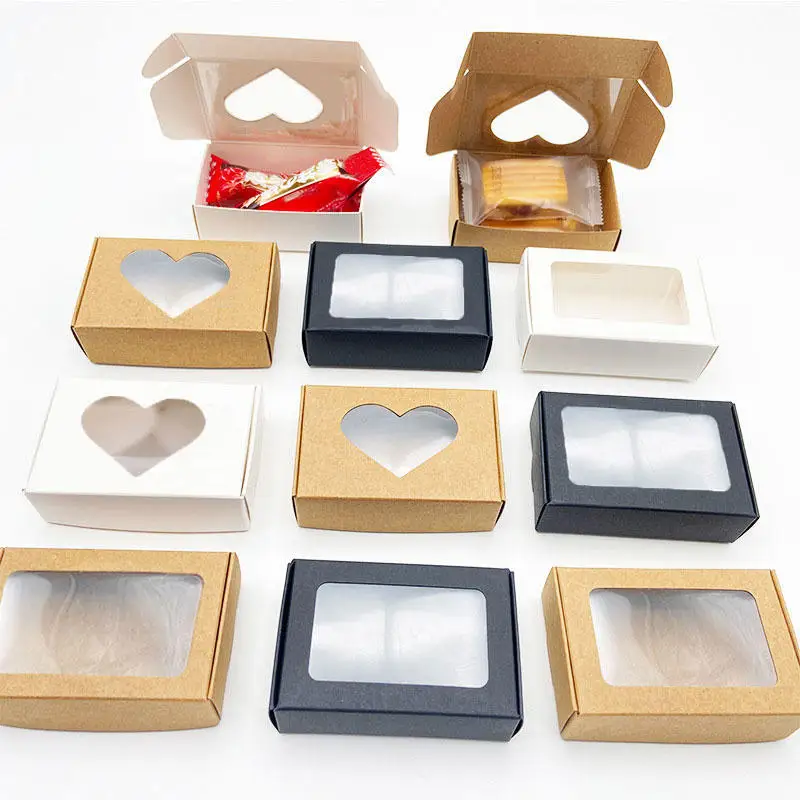 25Pcs Kraft Paper Boxes with Clear Window, Homemade Cookie and Candy Packaging Containers, Birthday Gift Boxes, DIY Dessert and Party Favor Packaging, Sturdy and Elegant