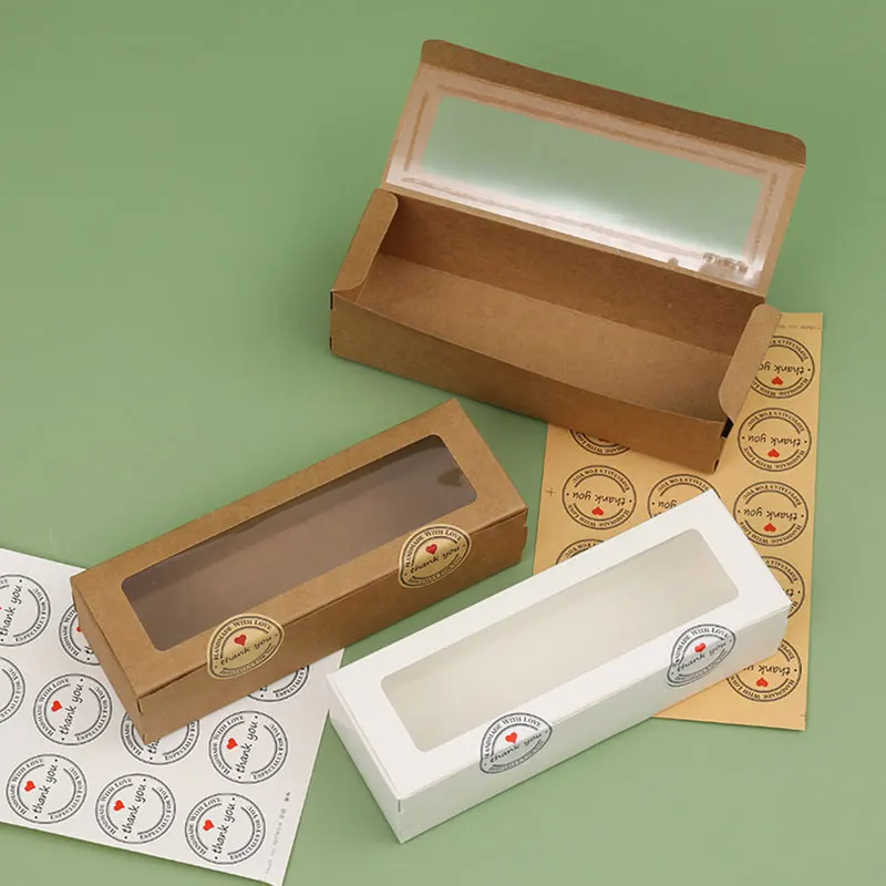 10/20/30/50 PCS Kraft Paper Gift Boxes with Transparent Window, Versatile Candy, Cake, or Baking Packaging for Weddings, Birthdays, Parties, and Special Celebrations, Reusable, Factory Direct Supply
