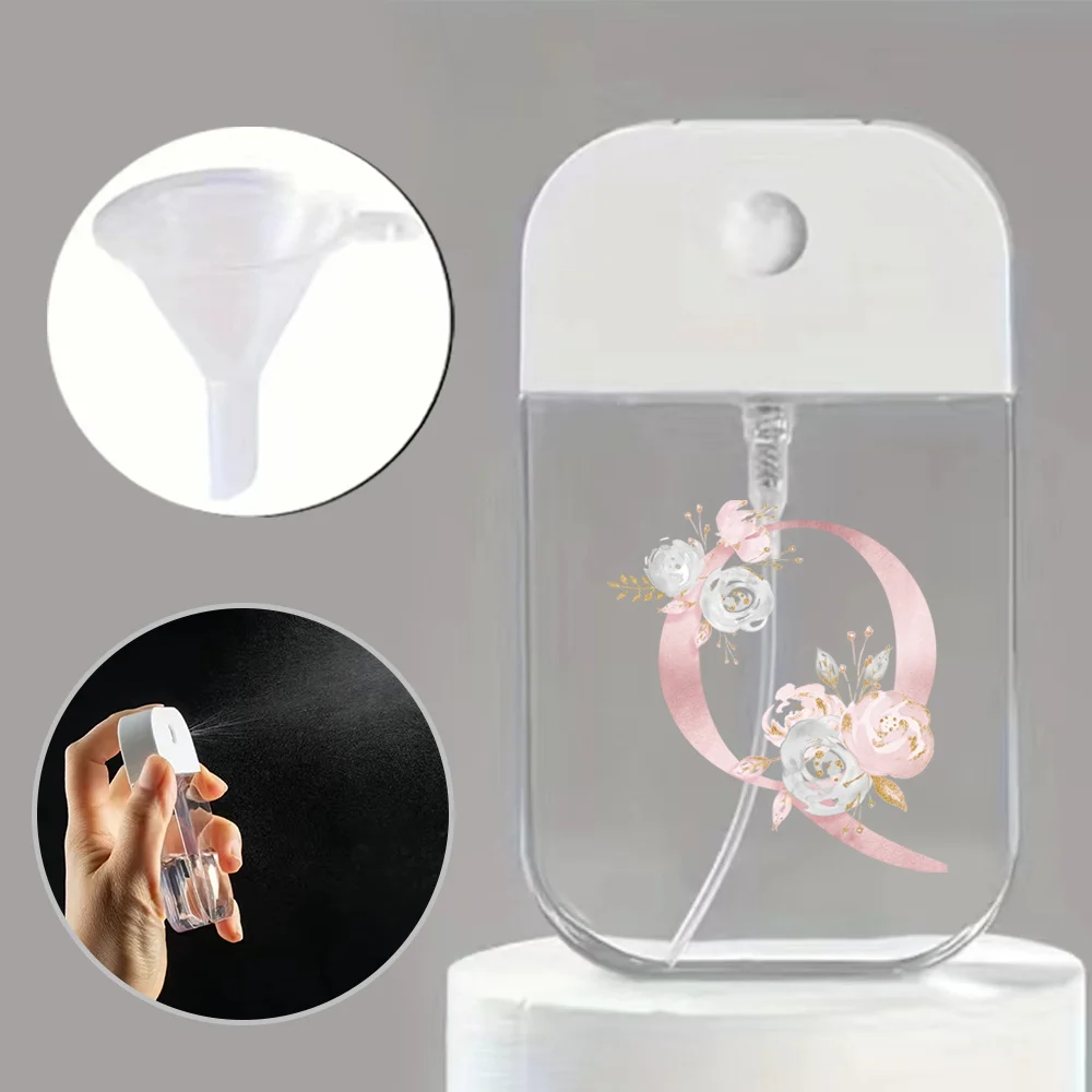 Portable Mini Spray Bottle with Funnel – Refillable Pink Flower and Letter Pattern Container for Perfume, Alcohol, Hand Sanitizer, Liquid Sub-Packaging, Travel-Friendly Cosmetic Sprayer - 图片 30