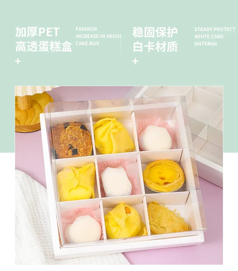 Why 87+ Bakeries Chose This: 10pcs Dessert Grid Boxes with 92% Transparency PET Lids – Foldable 6/9 Holes System Saves $2,400/Year in Freight Costs 1