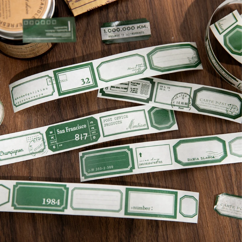 25mm x 2m Retro Simple Label Washi Sticker Tape Roll, Aesthetic Decorative Masking Tape for Collage, Planner, Scrapbook, Junk Journal, DIY Stationery, and Craft Packaging - 图片 4