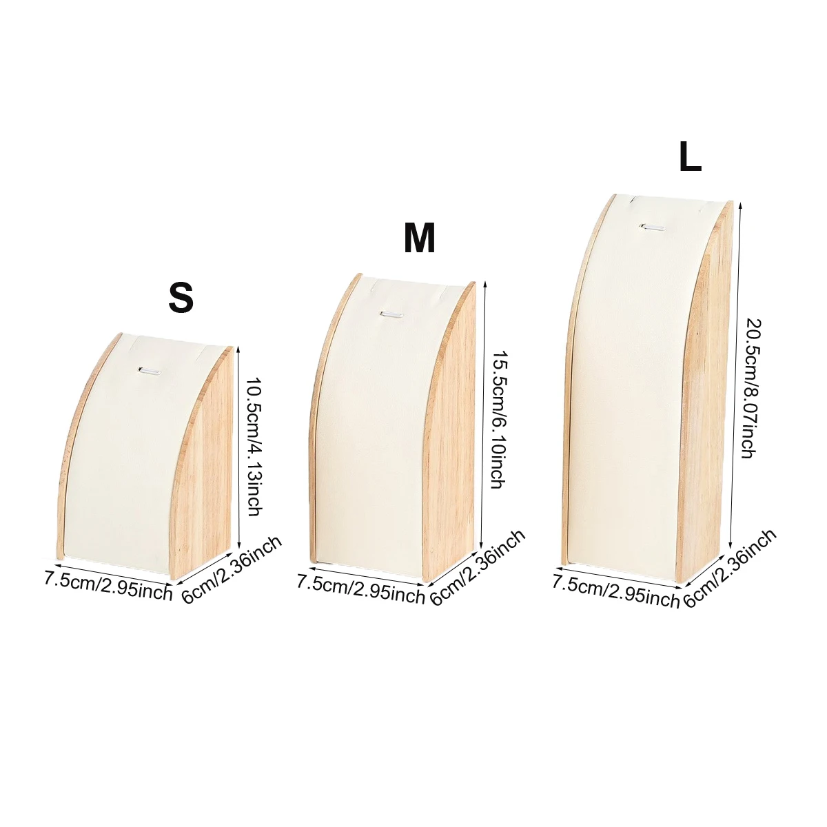 Luxury Wooden Necklace Display Stand for Jewelry – Curved Pendant Holder Organizer for Necklaces, Bracelets & Chains, Velvet/PU Surface Counter Showcase Props, Jewelry Storage Rack for Retail & Home Use