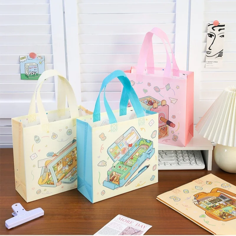 2025 Cute Cartoon Non-Woven Tote Bags, Reusable Pastel Gift Bags for Kids Birthday Party Favors, Classroom Treats, Candy, Cookies, Arts & Crafts, Durable Eco-Friendly Packaging, 12/30pcs 7