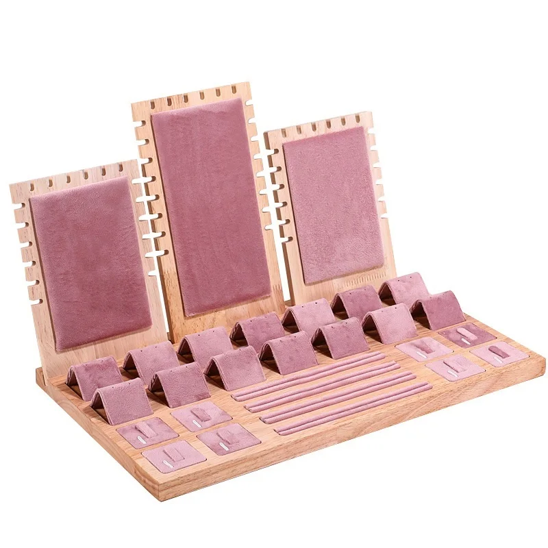 Jewelry Display Tray Set with Multiple Compartments for Necklace, Bracelet, Earrings & Ring – Velvet or PU Leather Organizer Stand, Elegant Jewelry Storage Props for Shop Counter or Home Showcase