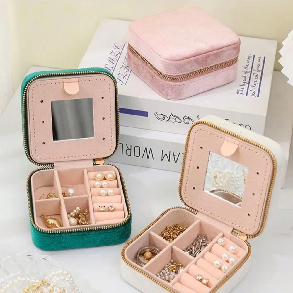 Velvet Jewelry Box with Mirror – Personalized Double Layer Travel Case – Custom Wedding Favors, Bridesmaid, Birthday Gift for Mom – Trendy, Minimalist, Classic Jewelry Organizer – Portable, Elegant, Functional, All-Season Use 4