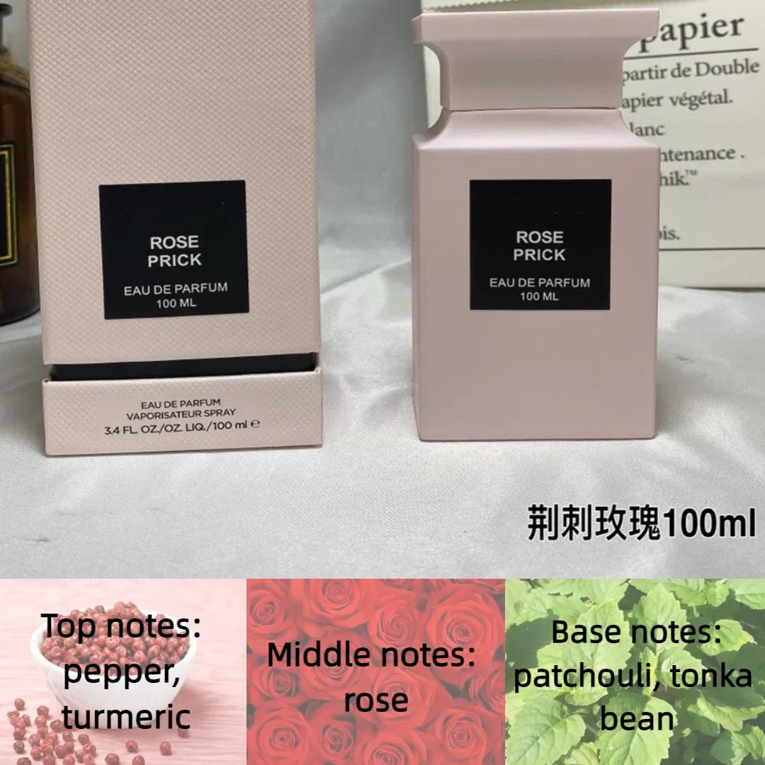 100ML Original Perfume Bottle Set for Women and Men with Fine Mist Spray and Luxury Gift Box, Multiple Materials Including Glass, Acrylic, PET or Metal, Wood Rose Cherry Floral Fragrance, Long-Lasting Unisex Eau De Parfum 3